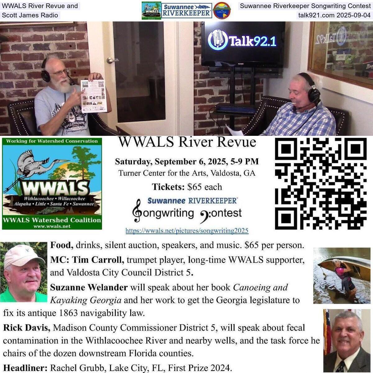 [WWALS River Revue and Suwannee Riverkeeper Songwriting Contest, Scott James Radio, talk921.com 2025-09-04]