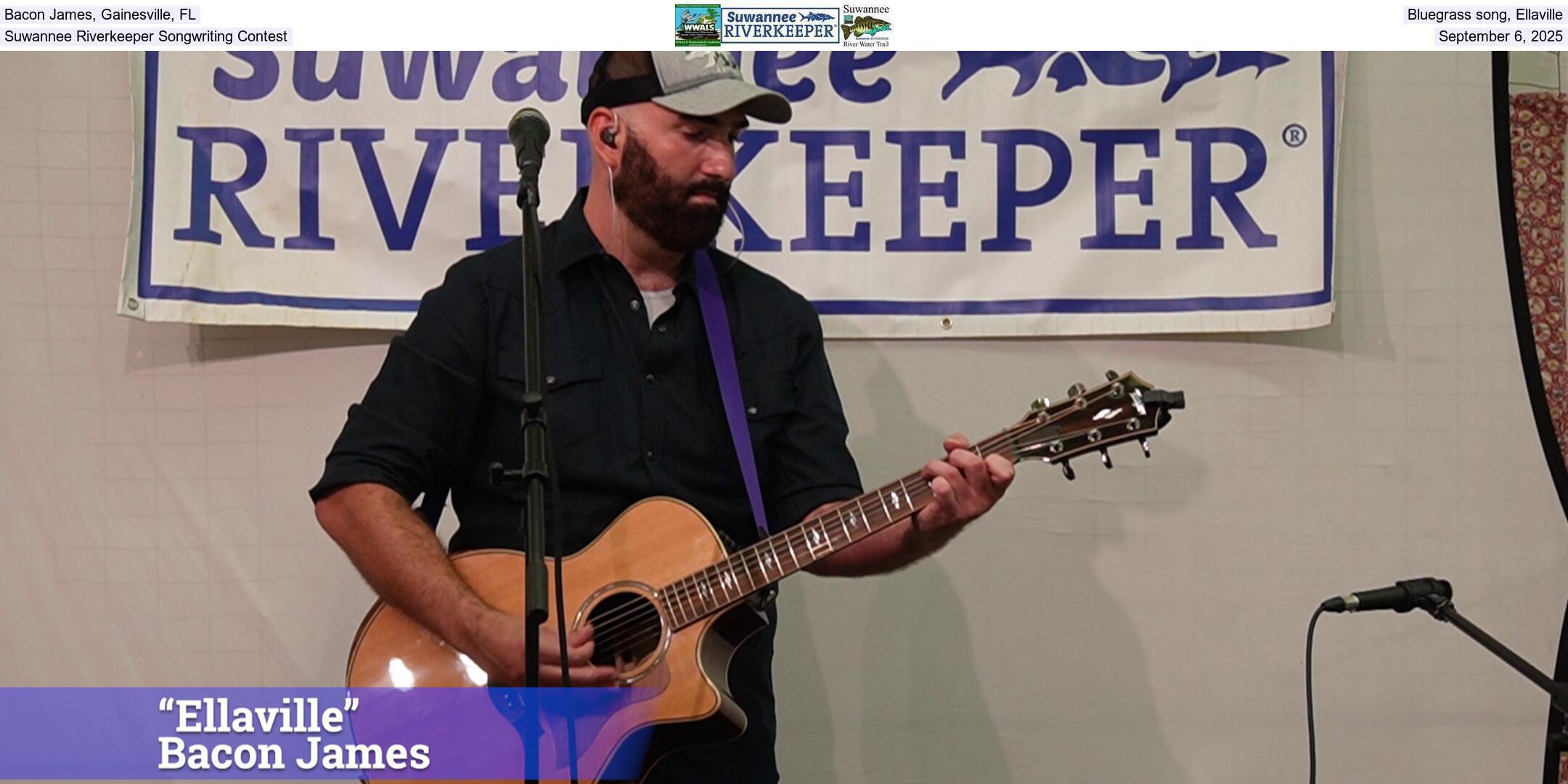Bacon James, Gainesville, FL, Bluegrass song, Ellaville, Suwannee Riverkeeper Songwriting Contest, September 6, 2025