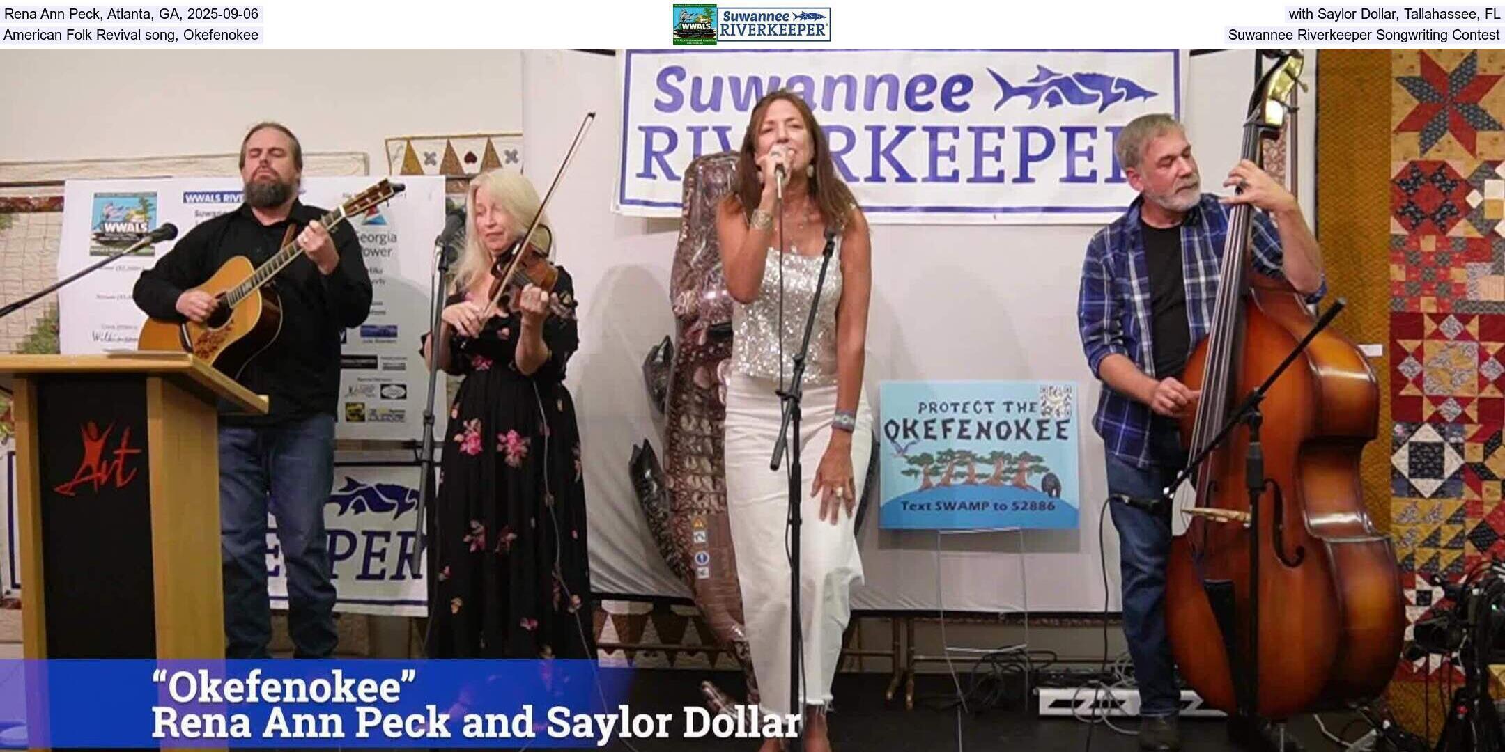 Rena Ann Peck, Atlanta, GA, 2025-09-06, with Saylor Dollar, Tallahassee, FL, American Folk Revival song, Okefenokee, Suwannee Riverkeeper Songwriting Contest