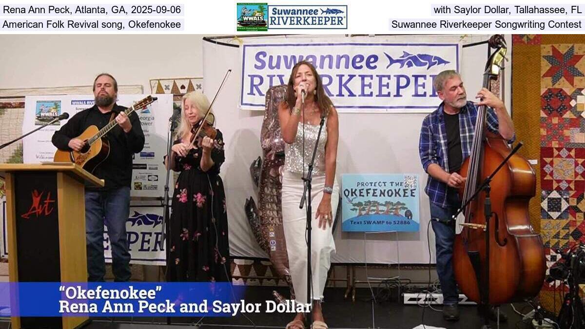 Rena Ann Peck, Atlanta, GA, 2025-09-06, with Saylor Dollar, Tallahassee, FL, American Folk Revival song, Okefenokee, Suwannee Riverkeeper Songwriting Contest