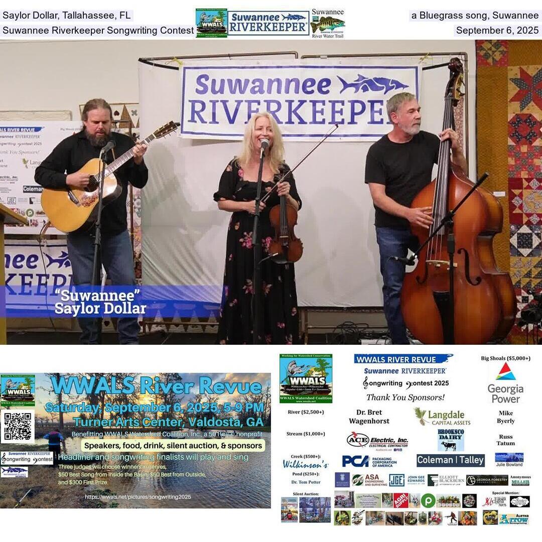 Saylor Dollar, Tallahassee, FL, a Bluegrass song, Suwannee, Suwannee Riverkeeper Songwriting Contest, September 6, 2025