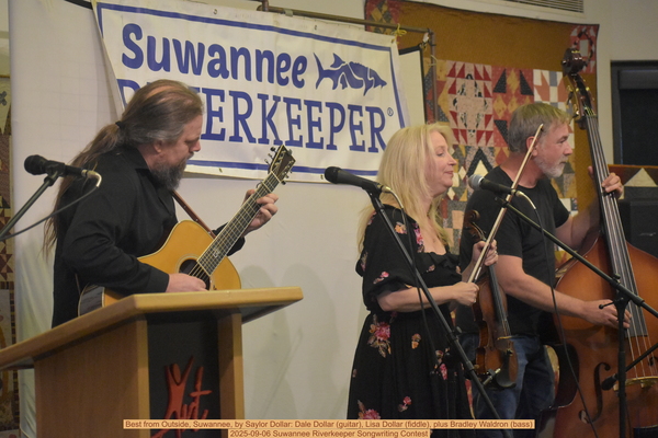 [Best from Outside, Suwannee, by Saylor Dollar: Dale Dollar (guitar), Lisa Dollar (fiddle), plus Bradley Waldron (bass), 2025-09-06 Suwannee Riverkeeper Songwriting Contest]