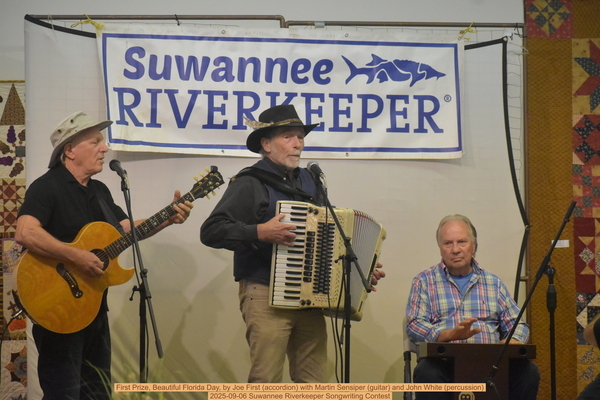 [First Prize, Beautiful Florida Day, by Joe First (accordion) with Martin Sensiper (guitar) and John White (percussion), 2025-09-06 Suwannee Riverkeeper Songwriting Contest]