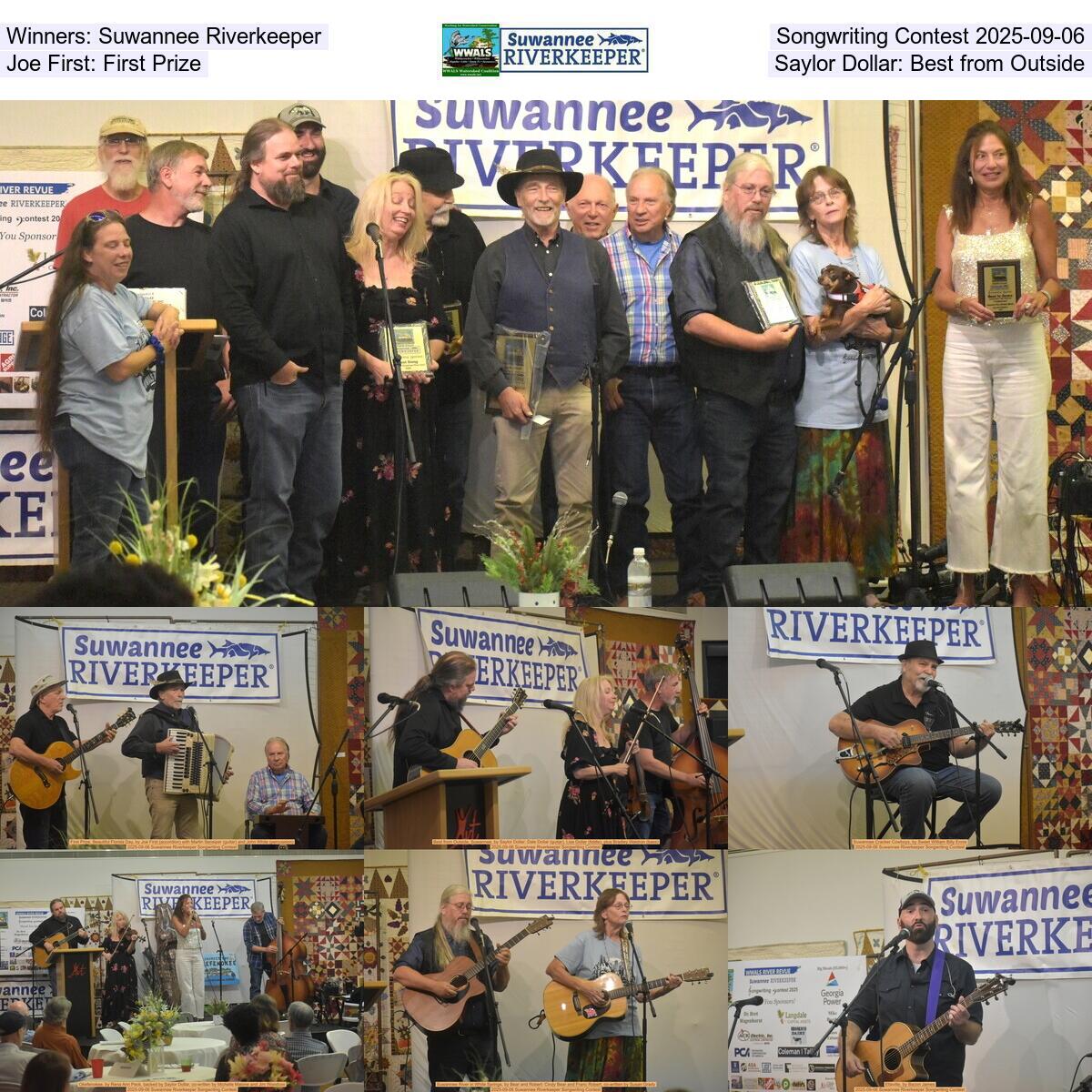 Winners: Suwannee Riverkeeper, Songwriting Contest 2025-09-06, Joe First: First Prize, Saylor Dollar: Best from Outside