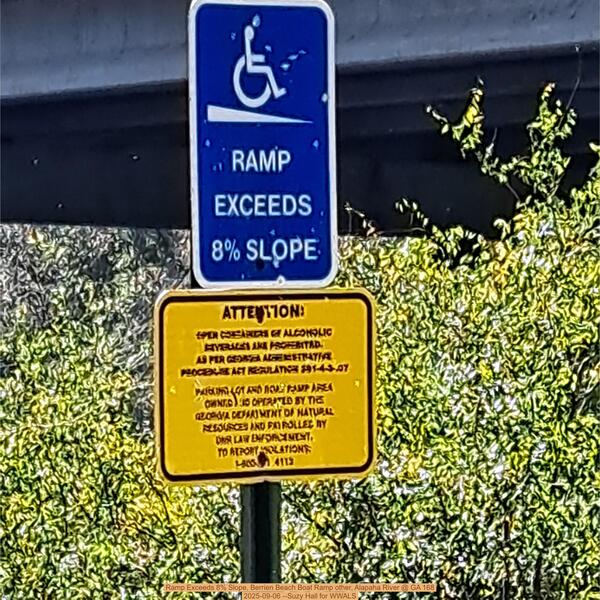 [Ramp Exceeds 8% Slope, Berrien Beach Boat Ramp other, Alapaha River @ GA 168 2025-09-06 --Suzy Hall for WWALS]