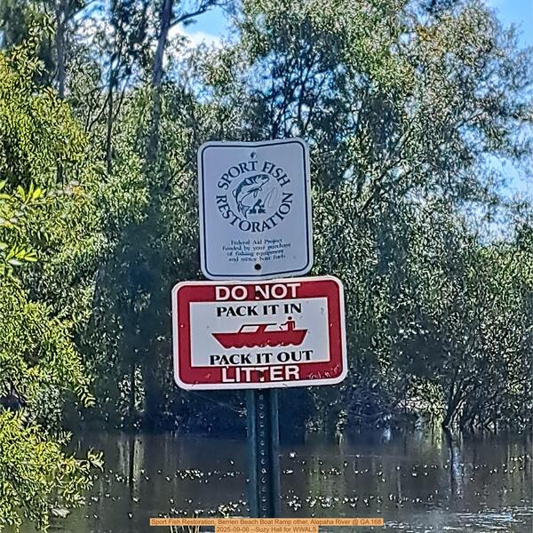 [Sport Fish Restoration, Berrien Beach Boat Ramp other, Alapaha River @ GA 168 2025-09-06 --Suzy Hall for WWALS]