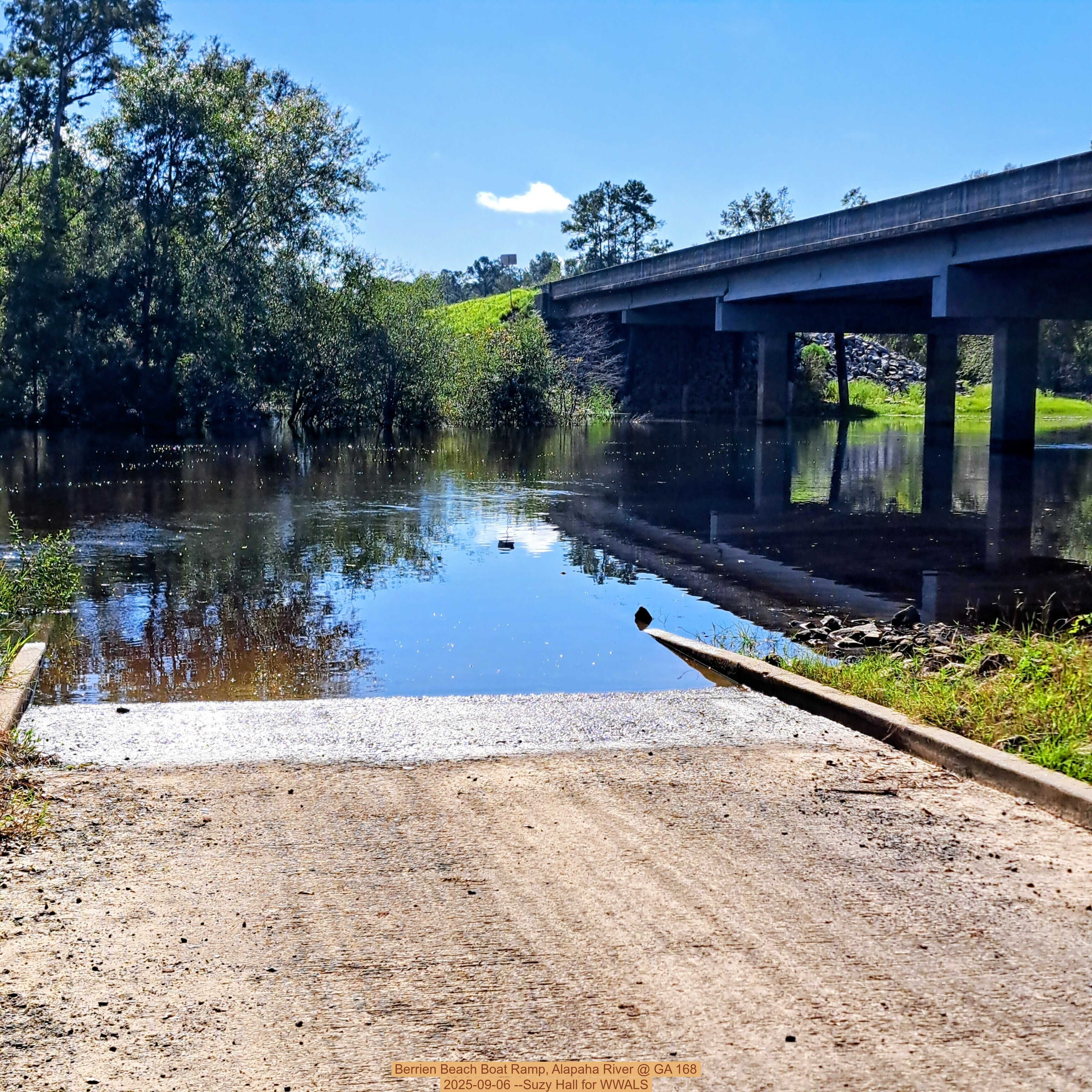 Berrien Beach Boat Ramp, Alapaha River @ GA 168 2025-09-06 --Suzy Hall for WWALS