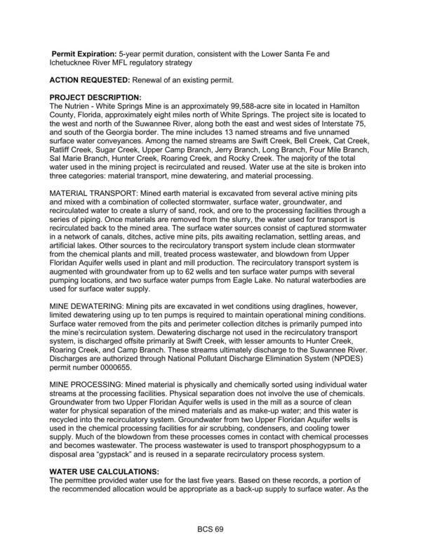 [PROJECT DESCRIPTION: and WATER USE CALCULATIONS:]