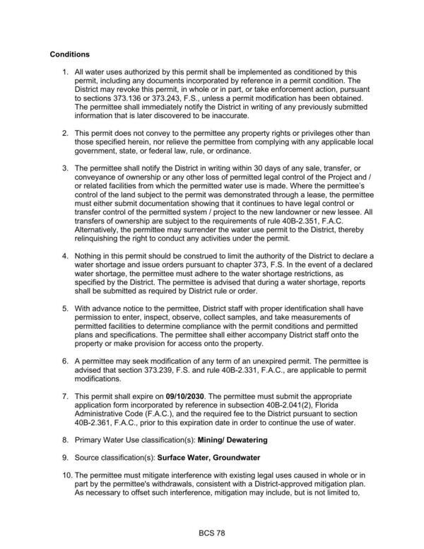 [1... The District may revoke this permit, in whole or in part, or take enforcement action, pursuant to sections 373.136 or 373.243, F.S., unless a permit modification has been obtained.]