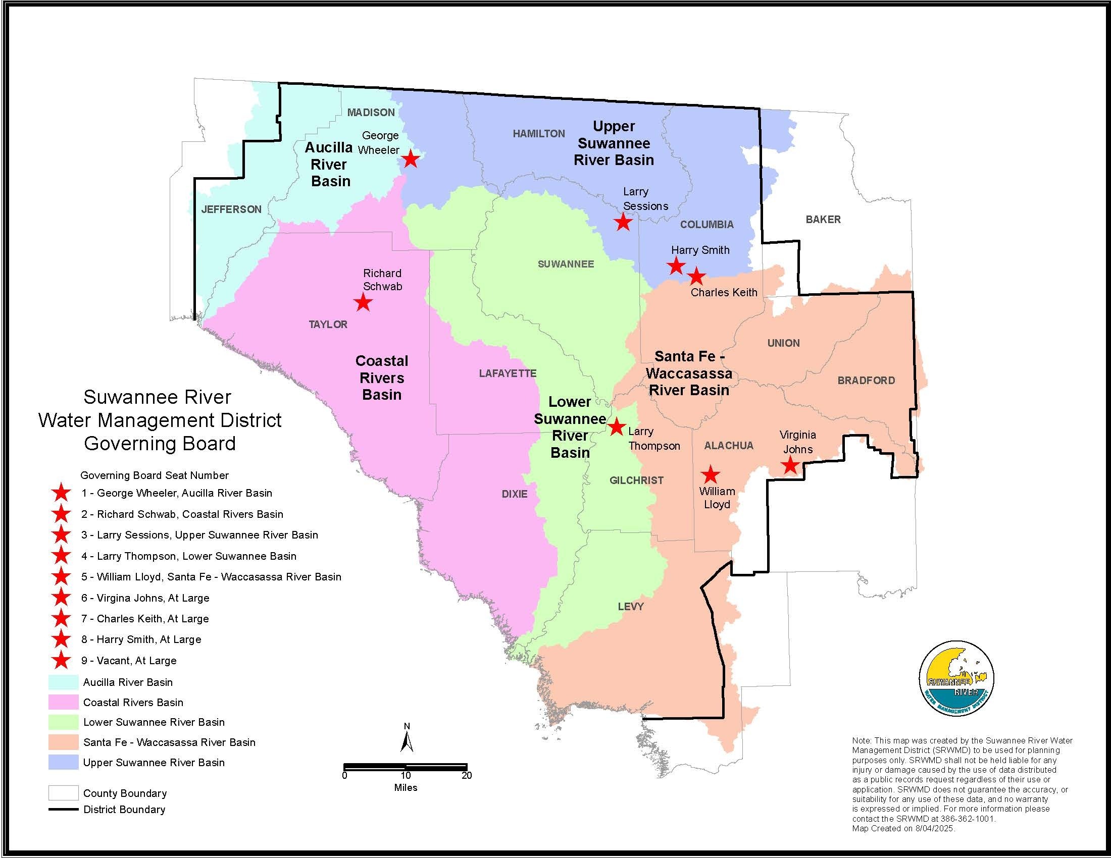 SRWMD Board Districts, 2025-08-04 --SRWMD