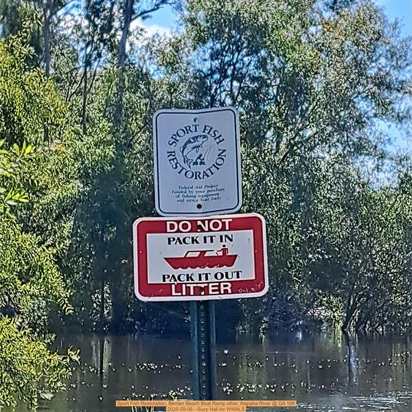 Sport Fish Restoration, Berrien Beach Boat Ramp other, Alapaha River @ GA 168 2025-09-06 --Suzy Hall for WWALS