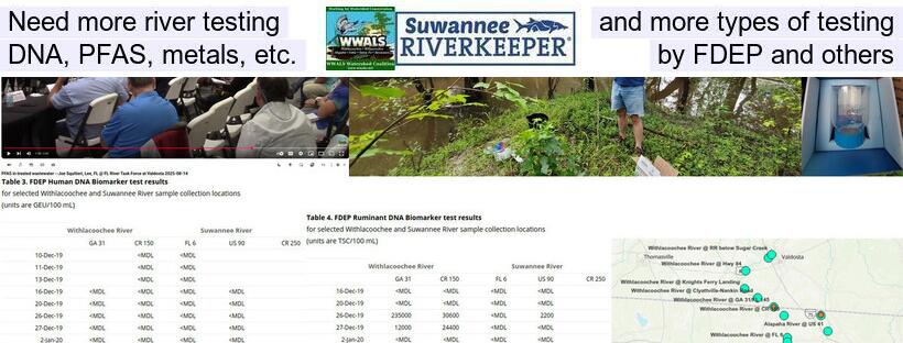 Need more river testing, and more types of testing, DNA, PFAS, metals, etc., by FDEP and others