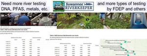 [Need more river testing, and more types of testing, DNA, PFAS, metals, etc., by FDEP and others]