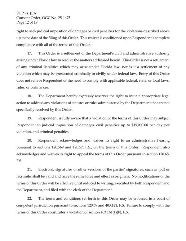 [This Order is not a settlement of any criminal liabilities which may arise under Florida law, nor is it a settlement of any violation which may be prosecuted criminally or civilly under federal law.]