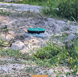[New manhole, Sugar Creek @ WaterGoat 2025-09-17 --Suzy Hall for WWALS]
