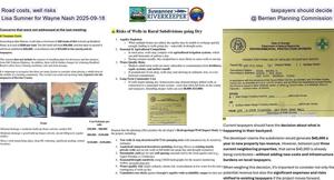 [Road costs, well risks, taxpayers should decide --Lisa Sumner for Wayne Nash 2025-09-18 @ Berrien Planning Commission]