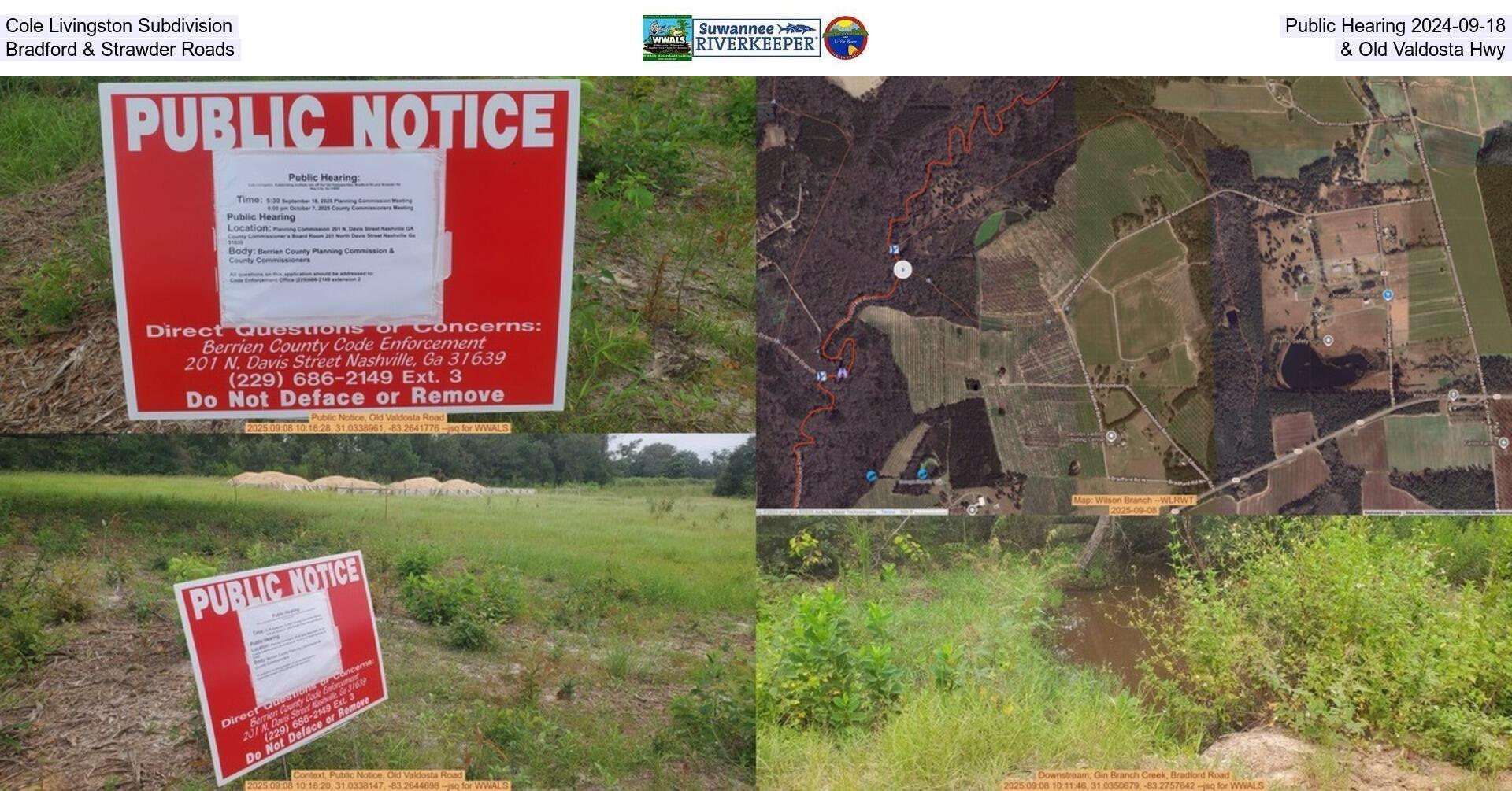 Cole Livingston Subdivision, Public Hearing 2024-09-18, Bradford & Strawder Roads & Old Valdosta Hwy