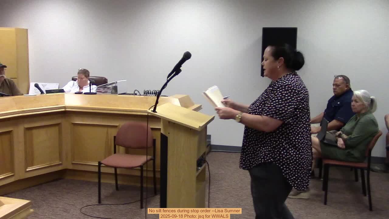 Movie: No silt fences during stop order --Lisa Sumner 2025-09-18 Photo: jsq for WWALS