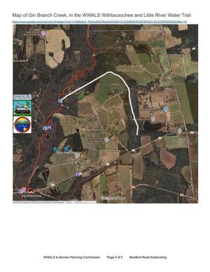 [Map of Gin Branch Creek, 2025-09-18 --WWALS Withlacoochee and Little River Water Trail]