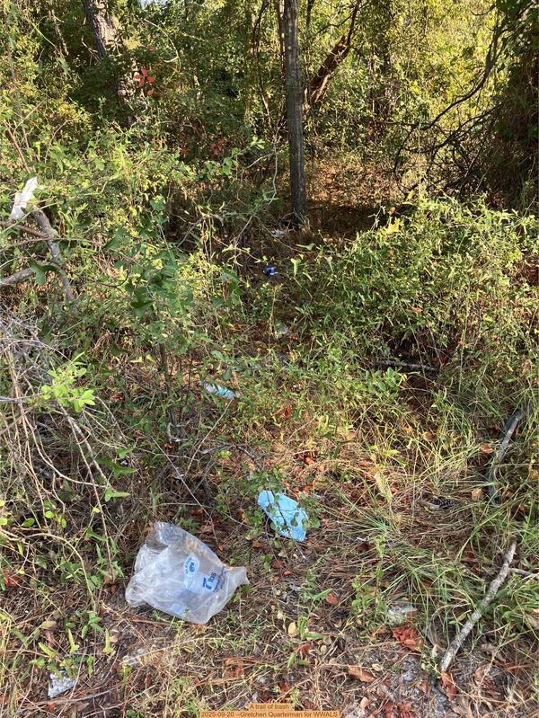 [A trail of trash, 2025-09-20 --Gretchen Quarterman for WWALS]