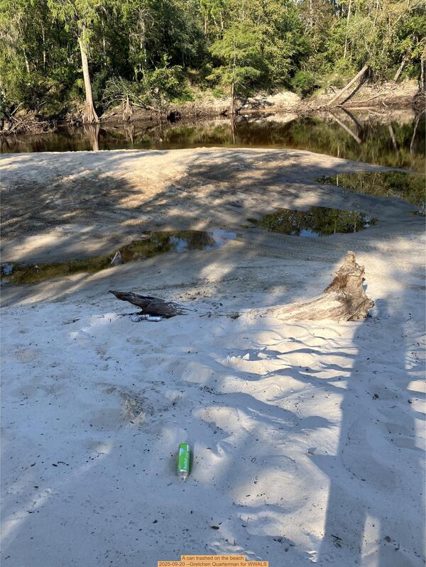 [A can trashed on the beach, 2025-09-20 --Gretchen Quarterman for WWALS]