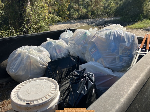 [Truck full of collected trash, 2025-09-20 --Gretchen Quarterman for WWALS]