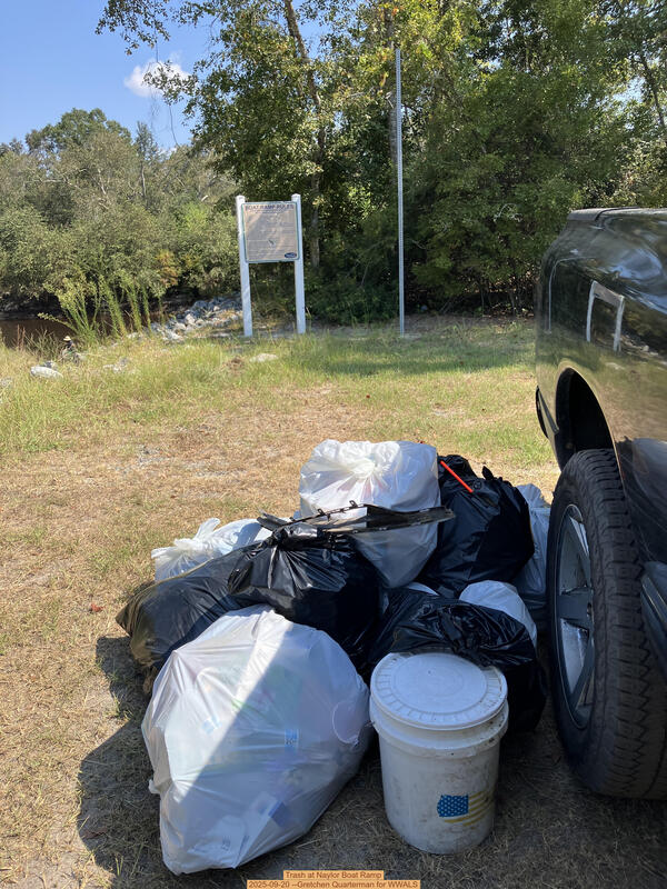 [Trash at Naylor Boat Ramp, 2025-09-20 --Gretchen Quarterman for WWALS]