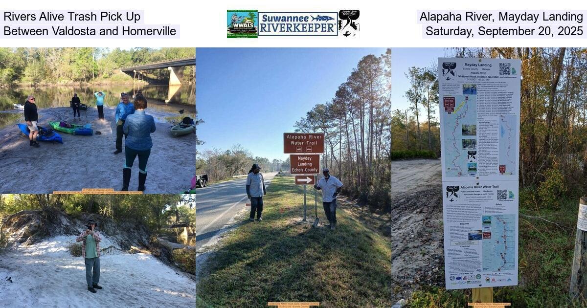 [Rivers Alive Trash Pick Up, Alapaha River, Mayday Landing, Between Valdosta and Homerville, Saturday, September 20, 2025]