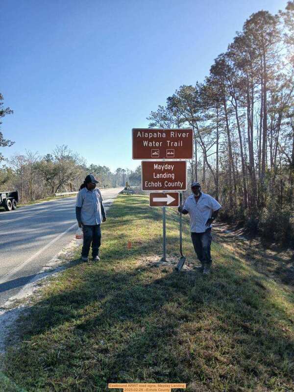 [Eastbound ARWT road signs, Mayday Landing, 2025-02-26 --Echols County]