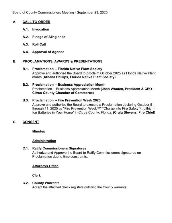 [A. Order, B. Proclamations, C. Consent]