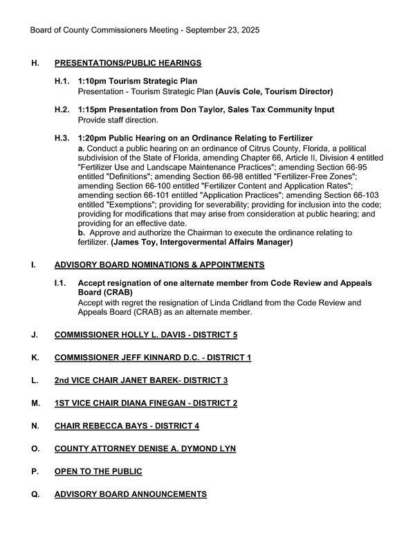 [H. Presentations/Public Hearings, etc.]