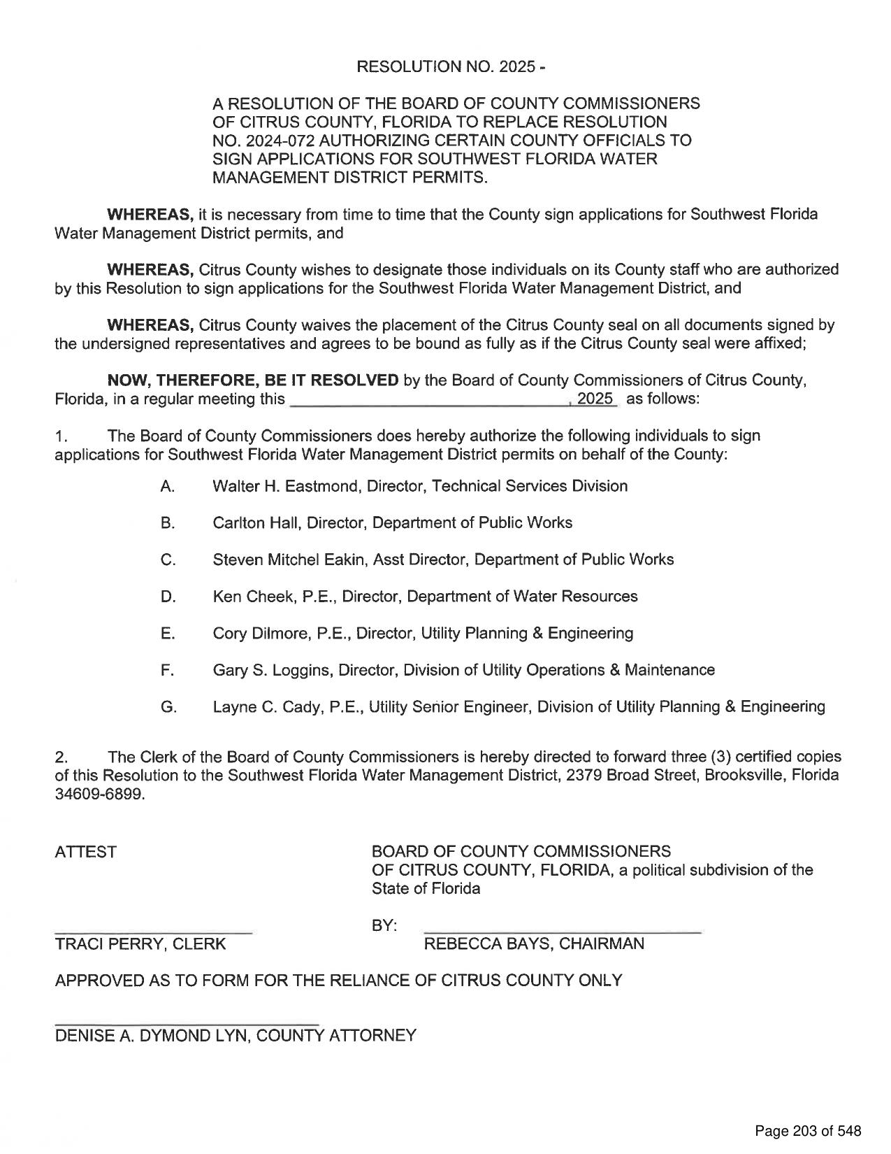 Resolution about SWFWMD