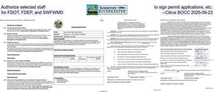 [Authorize selected staff to sign permit applications, etc., for FDOT, FDEP, and SWFWMD --Citrus BOCC 2025-09-23]