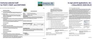 [Authorize selected staff to sign permit applications, etc., for FDOT, FDEP, and SWFWMD --Citrus BOCC 2025-09-23]