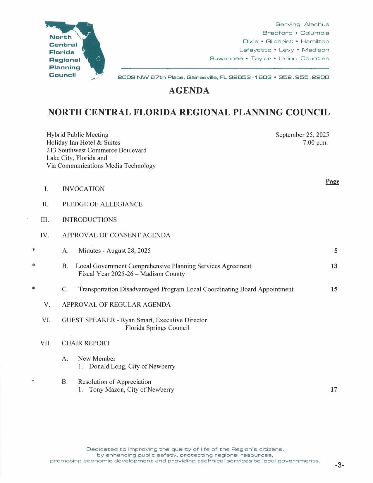 Agenda, 2025-09-25 --NCFRPC