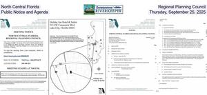[North Central Florida Regional Planning Council, Public Notice and Agenda, Thursday, September 25, 2025]
