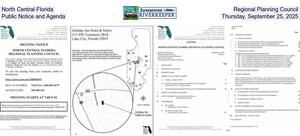 [North Central Florida Regional Planning Council, Public Notice and Agenda, Thursday, September 25, 2025]