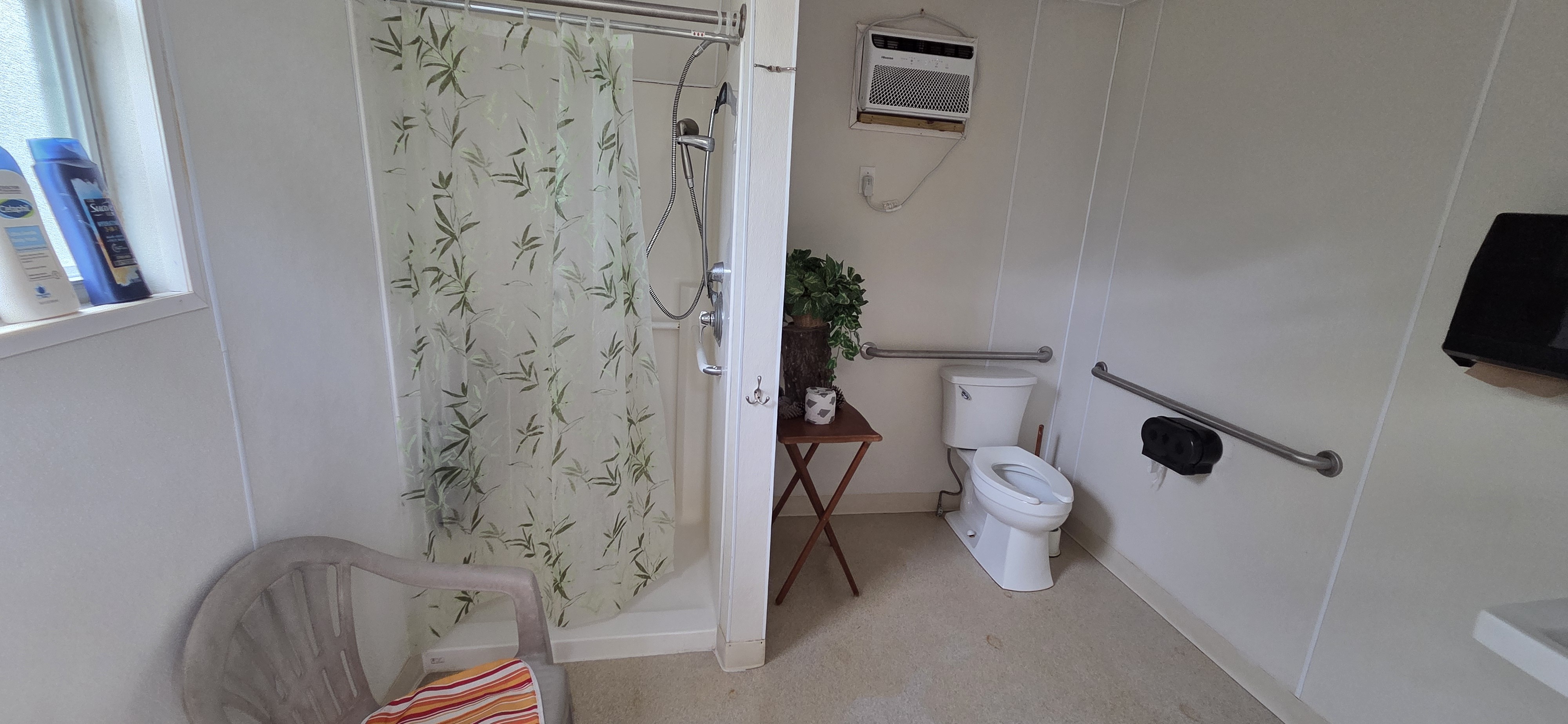 Bathroom inside, Adams Tract River Camp, 2025:09:27 11:30:26, 30.0349210, -83.0193084