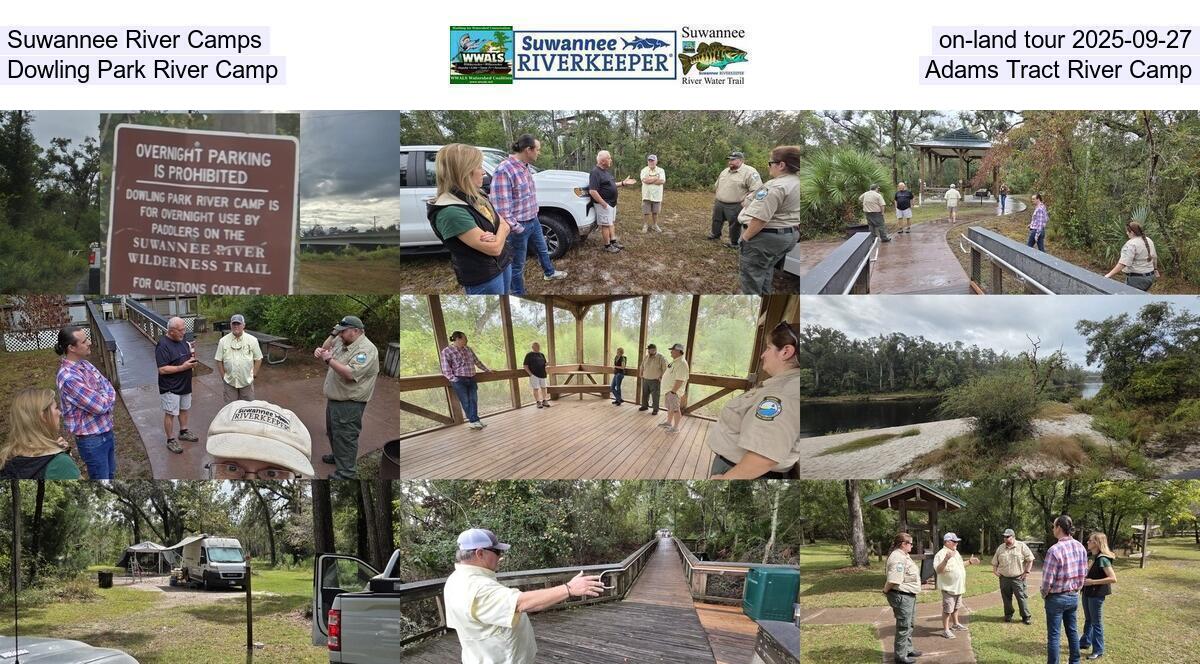 Suwannee River Camps, on-land tour 2025-09-27, Dowling Park River Camp, Adams Tract River Camp