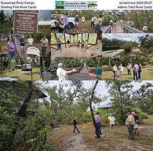 [Suwannee River Camps, on-land tour 2025-09-27, Dowling Park River Camp, Adams Tract River Camp]