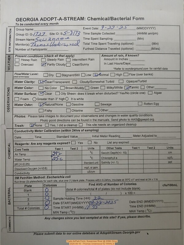 Trails AirPark Form, Suwannee River @ 209th Drive 2025-09-16 --Thomas Underwood for WWALS