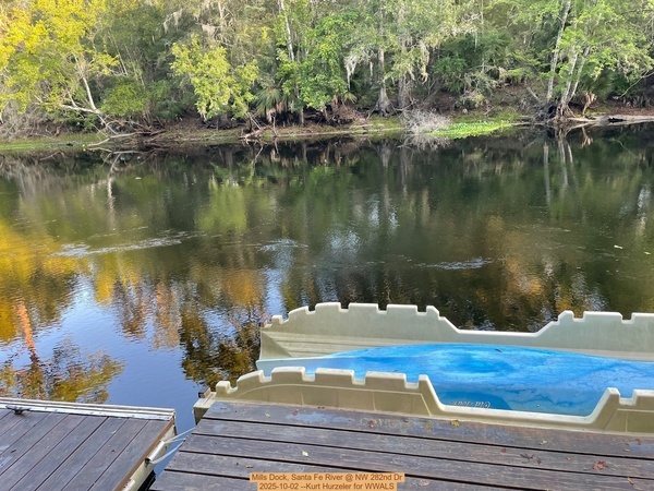 [Mills Dock, Santa Fe River @ NW 282nd Dr 2025-10-01 --Kurt Hurzeler for WWALS]