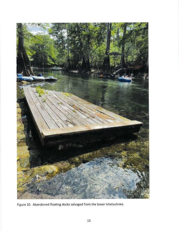 [Figure 10. Abandoned floating docks salvaged from the lower Ichetucknee.]