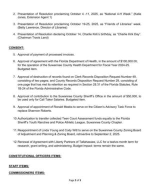 [Staff Items (including Lower Ichetucknee River Springs Protection Zone)]
