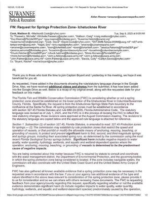 [FW: Request for Springs Protection Zone- Ichetucknee River 2025-09-09]