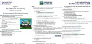 [Agenda: WWALS, Quarterly Board Meeting , Online by zoom, 6-8 PM, Sunday, October 12, 2025]