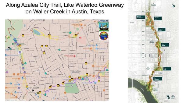 [Along Azalea City Trail, Like Waterloo Greenway on Waller Creek in Austin, Texas]