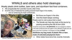 [WWALS and others also hold cleanups: pass something like SB 49 from 2024]