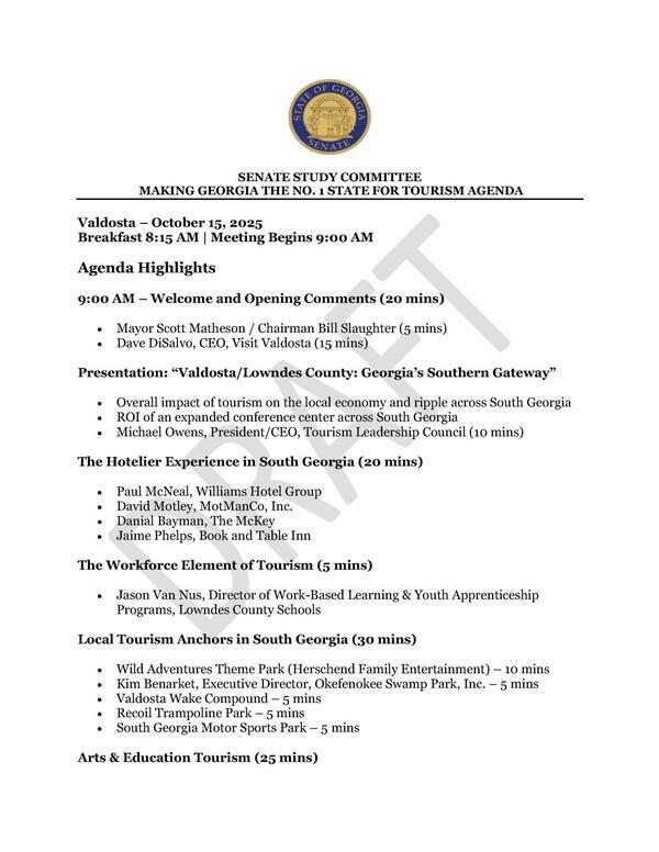 [Breakfast 8:15 AM; Meeting Begins 9:00 AM]