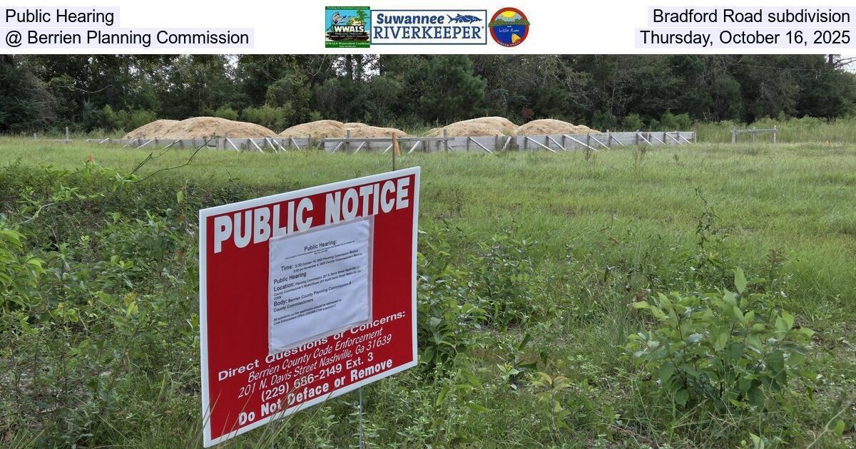 [Public Hearing, Bradford Road subdivision @ Berrien Planning Commission, Thursday, October 16, 2025]